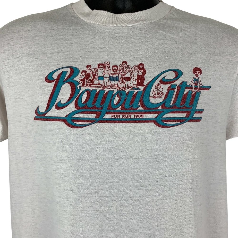 Bayou City Fun Run Vintage 80s T Shirt Houston Texas Made In USA Tee Medium